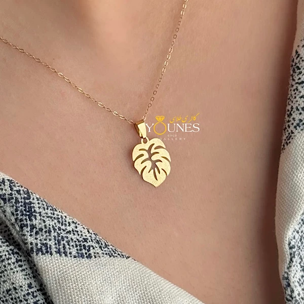 آویز برگ مینیمال طلا لیزری